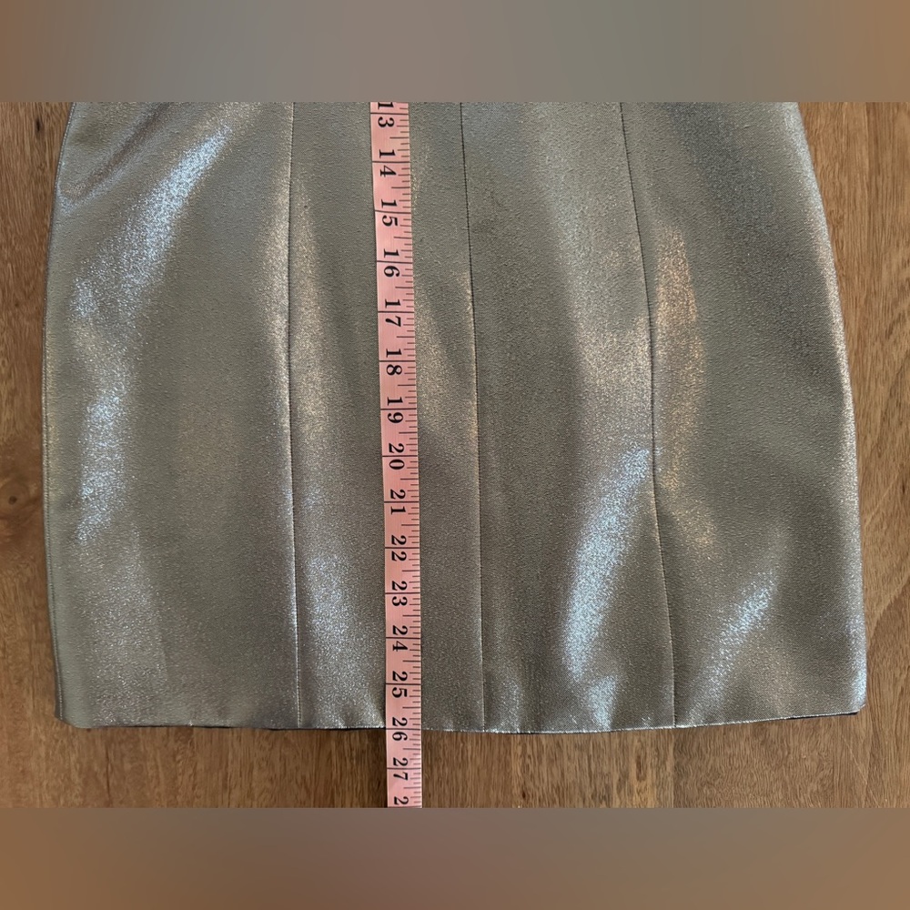 Redemption Gold Lamé Strapless Mini Dress Metallic Shimmer w/ Inner Lining - Picture 13 of 16